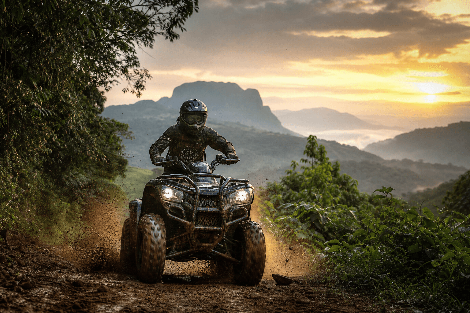 ATV mud trail action — jungle offroad